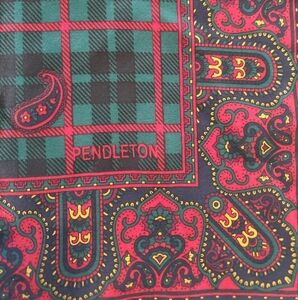 Pendleton Silk Scarf Red, Green, Blue, Plaid